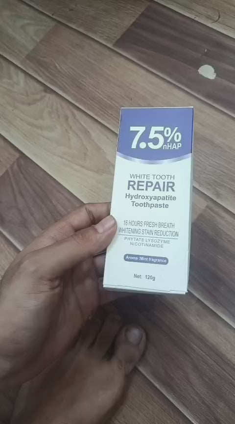 7.5% nHAP White Tooth Repair Toothpaste – Hydroxyapatite Enamel Strengthening & Whitening Formula (120g)